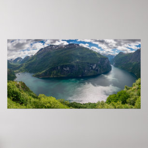 Póster El fiordo geirangerfjord completo en poster panorá
