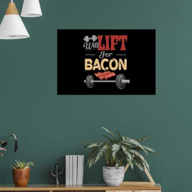 Póster El Fitness Se Levantará Para Bacon Bodybuilder Fun (Salón 1)
