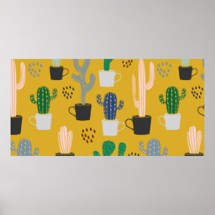 Póster El fondo del patrón de Cactus es transparente. Cin