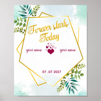 Póster El Forever Comienza Hoy – Fondo de Boda Personaliz