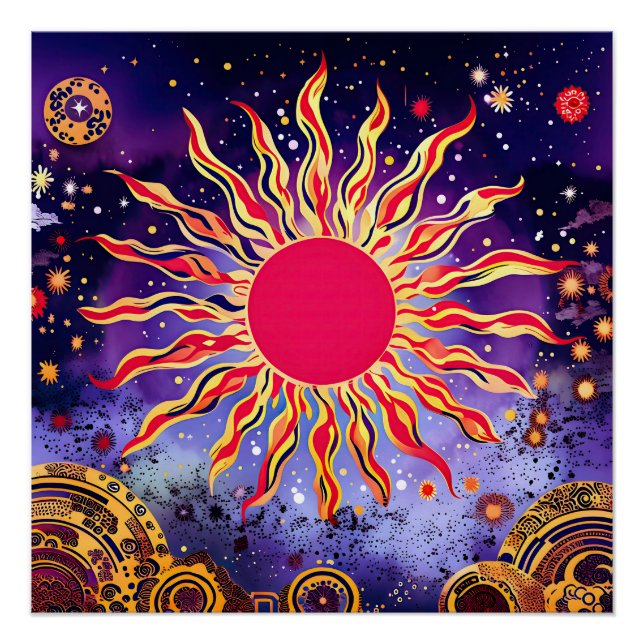 Póster "El fuego bailarín del Cosmos" El Sol (Anverso)