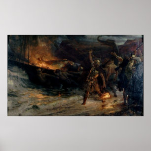 Póster El funeral de un Viking por Frank Bernard Dicksee