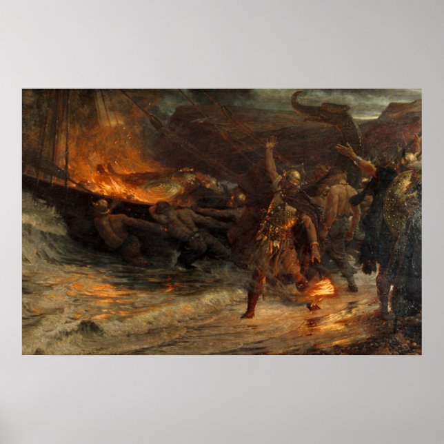 Póster El funeral de un vikingo Frank Dicksee 1893 (Frente)