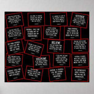 Póster El fútbol cita el collage en el rojo, blanco y