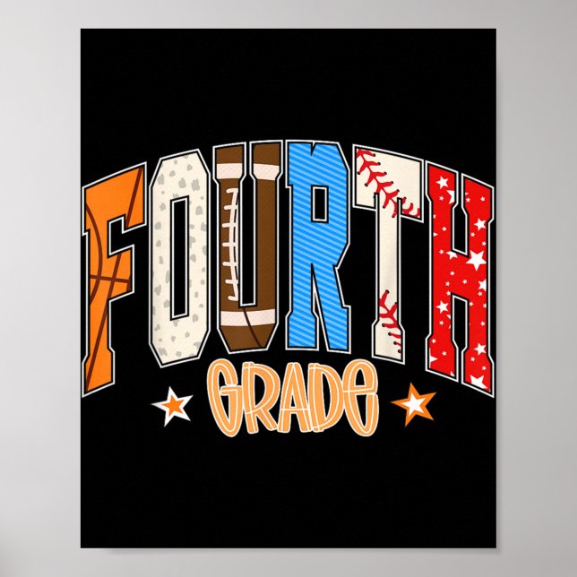 Póster El fútbol de basketball de cuarto grado de vuelta  (Frente)