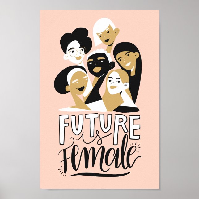 Póster El futuro es femenino | Cita feminista motivaciona (Frente)