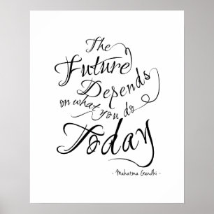 Póster El futuro: Poster Inspirador de caligrafía blanca