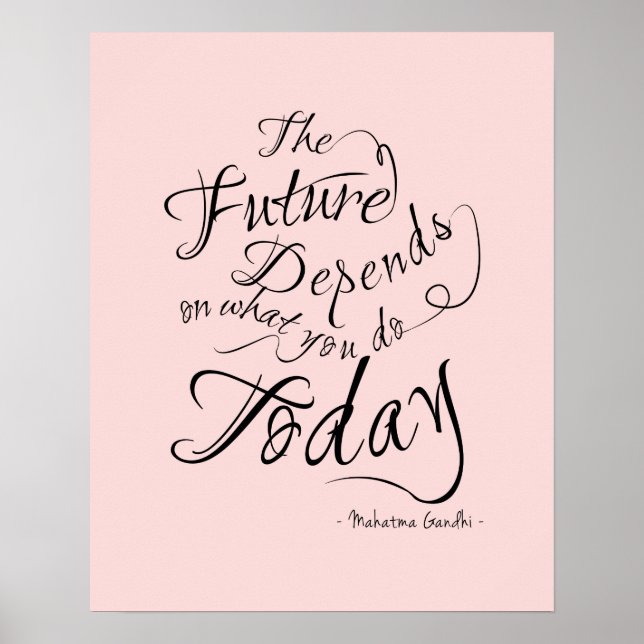 Póster El futuro: Poster Inspirador de caligrafía rosa (Frente)
