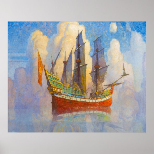 Póster El Galeón de Oro de Newell Convers Wyeth (Frente)