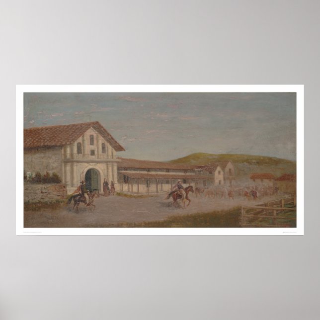 Póster El ganado conducía en la Misión Dolores, Californi (Frente)