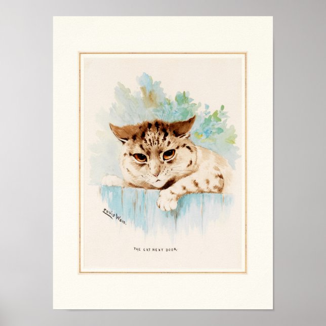 Póster El gato al lado de la puerta de Louis Wain (Frente)
