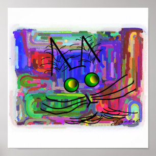 Póster El gato ama al Poster "El curioso gato abstracto"