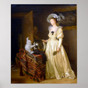 Póster El gato de Angora - Retrato animal de Fragonard