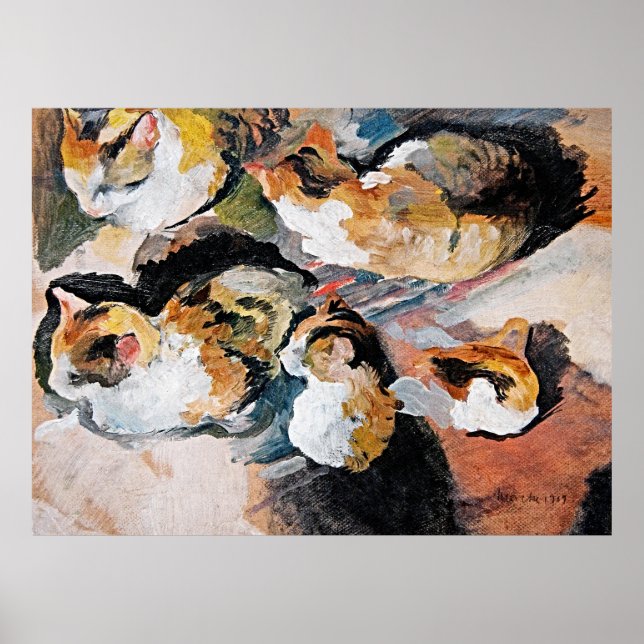 Póster El gato de August Macke - Elegancia retro para tu  (Frente)