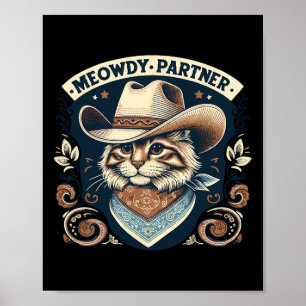 Póster El gato de Meowboy Gorra Howdy Funny Country