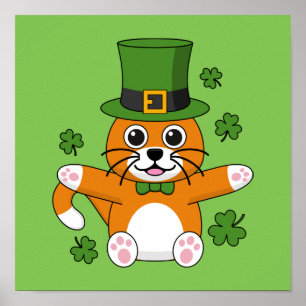 Póster El gato del día de San Patricio con el Personaliza