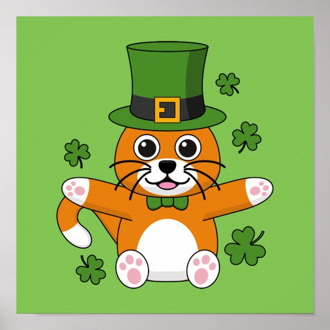 Póster El gato del día de San Patricio con el Personaliza (Frente)