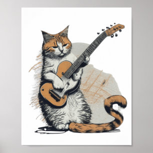 Póster El gato del Naranja de Guay Jamming en la guitarra