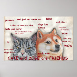 Póster El gato del perro Shiba Inu Doge Meme graciosos am
