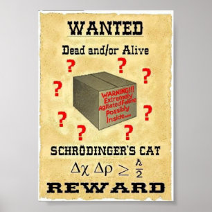 Póster El gato del Poster buscado de Schrodinger