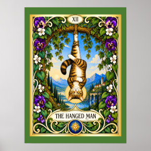 Póster El Gato del Tarot del Hombre Colgado - Una Nueva P