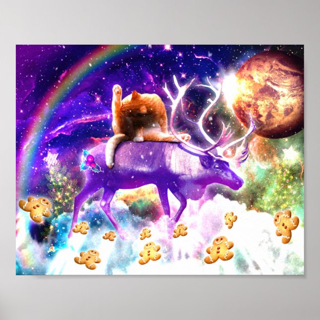 Póster El gato espacial se lamiendo (Frente)