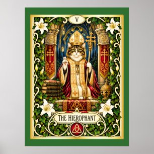 Póster El Gato Hierofante Tarot - Tradición y Sabiduría