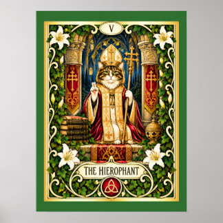 Póster El Gato Hierofante Tarot - Tradición y Sabiduría