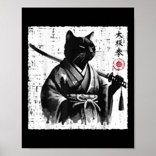 Póster El gato japonés Samurai tai chi Ninja Los hombres