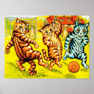 Póster El gato juega al fútbol, Louis Wain