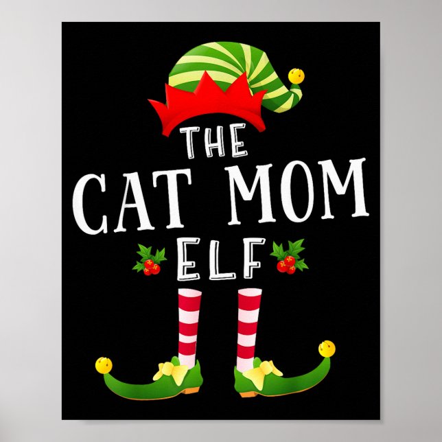 Póster El Gato Mamá Elfo Navidad Pijama Combinado Hombres (Frente)