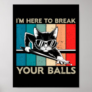 Póster El Gato Me Encanta Aquí Para Romper Tu Billiard Sn