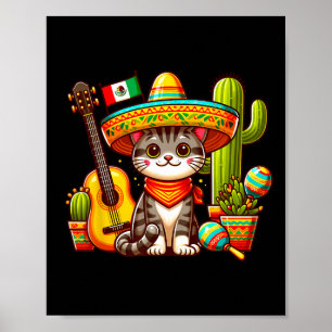 Póster El gato mexicano Cinco de Mayo Gatito