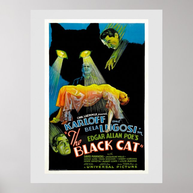 Póster El gato negro (poster de película vintage) (Frente)
