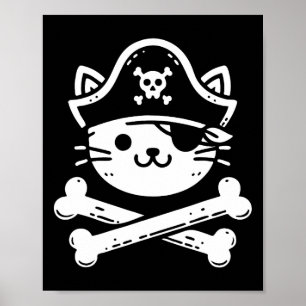 Póster El gato pirata cruza los huesos del gato El amante