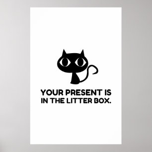 Póster El Gato Presente Es Gracioso En Litro Box