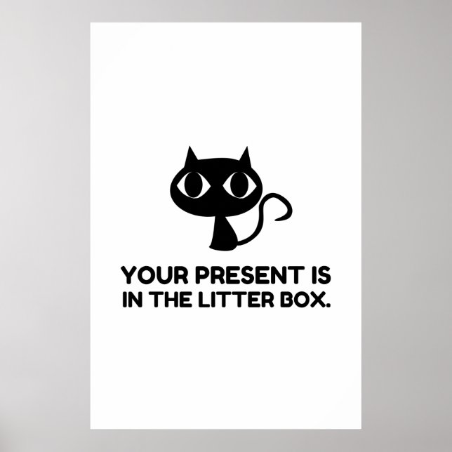 Póster El Gato Presente Es Gracioso En Litro Box (Frente)