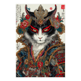Póster El gato Ronin | Guerrero de Ukiyo-e Samurai