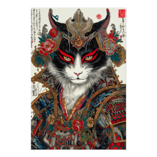 Póster El gato Ronin   Guerrero de Ukiyo-e Samurai