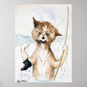 Póster El gato se tambaleó en una bota vieja, Louis Wain