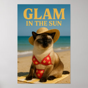 Póster El gato siamés es glamuroso en el sol
