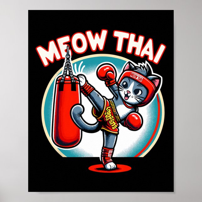 Póster El gato tailandés de boxeo muay marcial tailandés  (Frente)