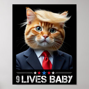 Póster El gato Trump 9 vive a Ba1gracioso meme de Trump