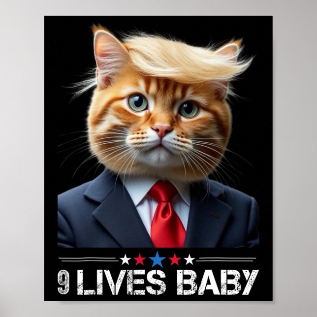 Póster El gato Trump 9 vive a Ba1gracioso meme de Trump (Frente)