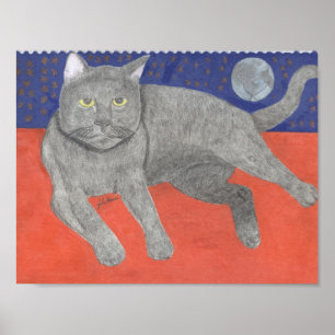 Póster El Gato Y La Luna De Julia Hanna