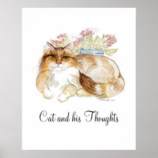 Póster El gato y sus pensamientos
