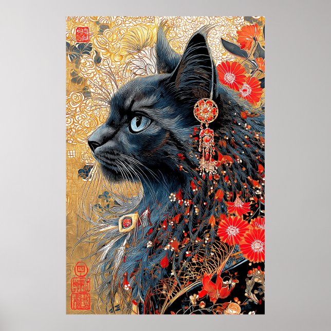 Póster El gato zen | Ukiyo-e japonés vintage (Frente)