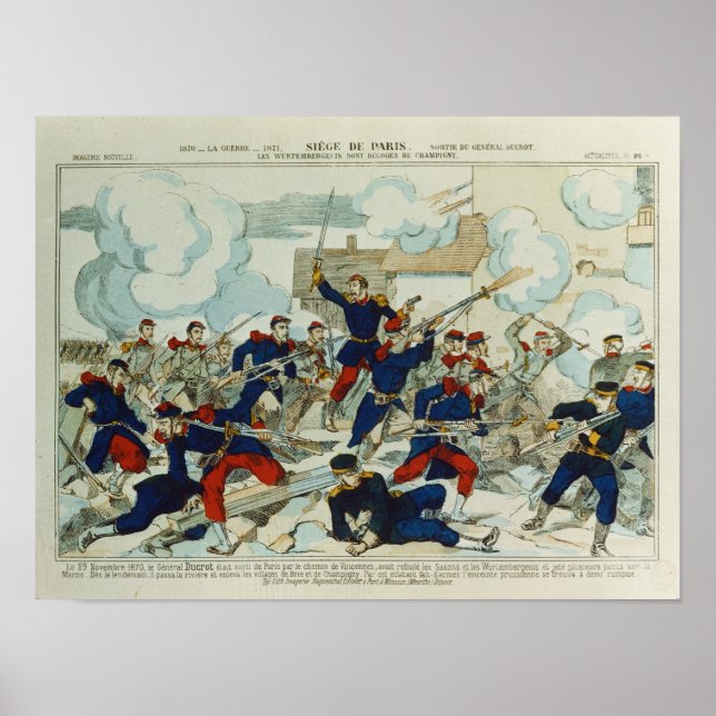 Póster El general Ducrot en la batalla de la Champigny (Frente)