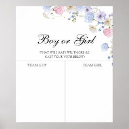 Póster El género de las flores silvestres rosadas y azule