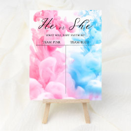 Póster El género de los bebés con humo rosa y azul revela